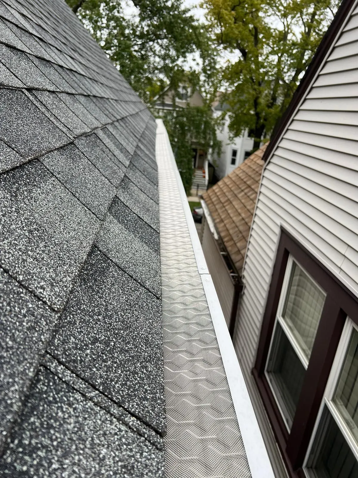 Leaf filter gutter installation detail